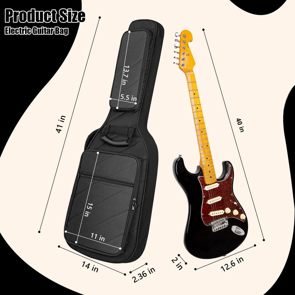 Electric Guitar Case with 0.7 Inch Thick Padding 3 Pockets O602124