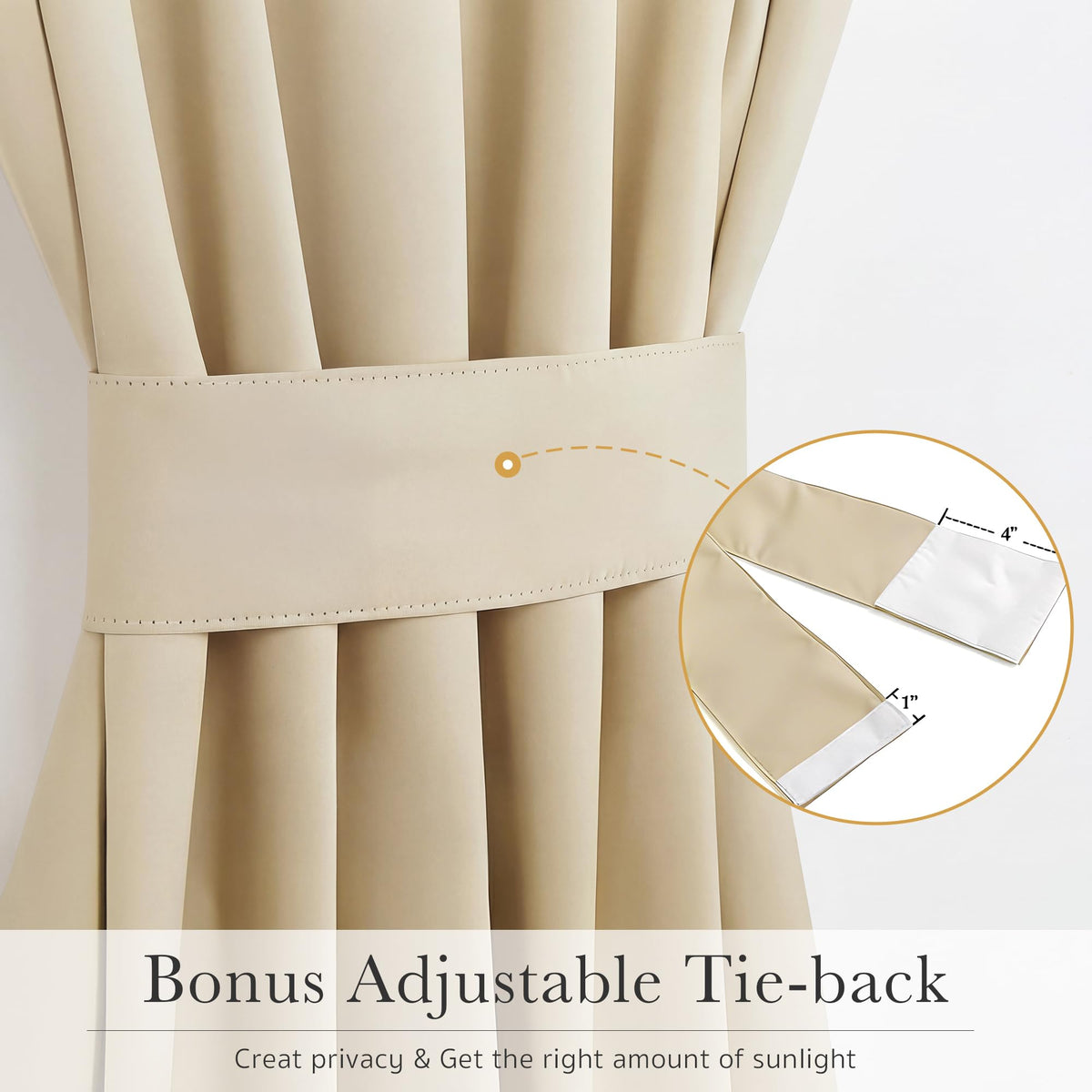 Sidelight Door Curtain 25" W x 72" L Biscotti Beige 1 Panel G981423