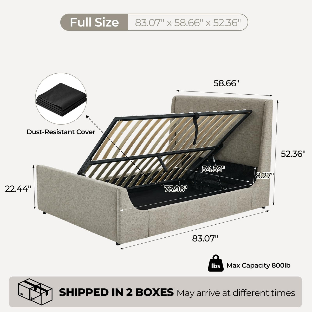 Full Size Lift Up Storage Bed Frame U250926
