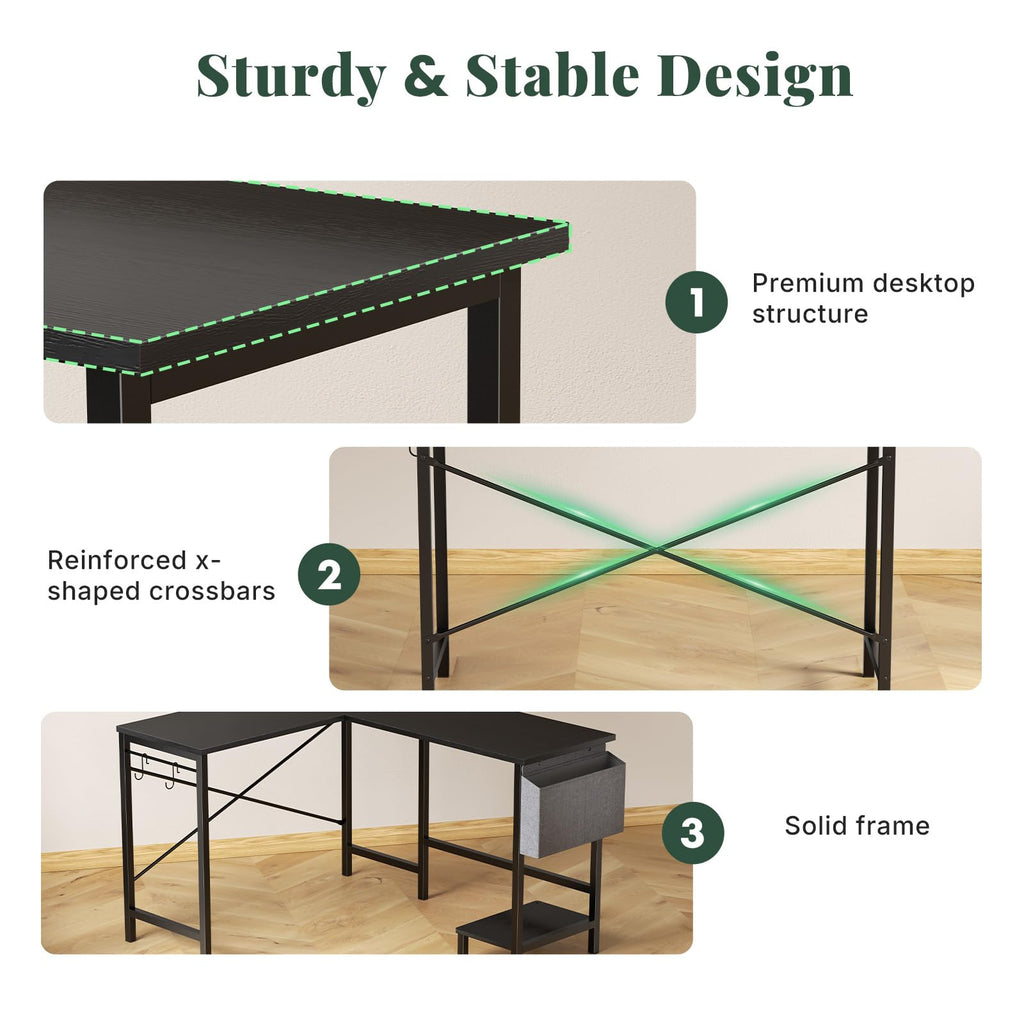 L Shaped Gaming Desk with PC Stand W919165