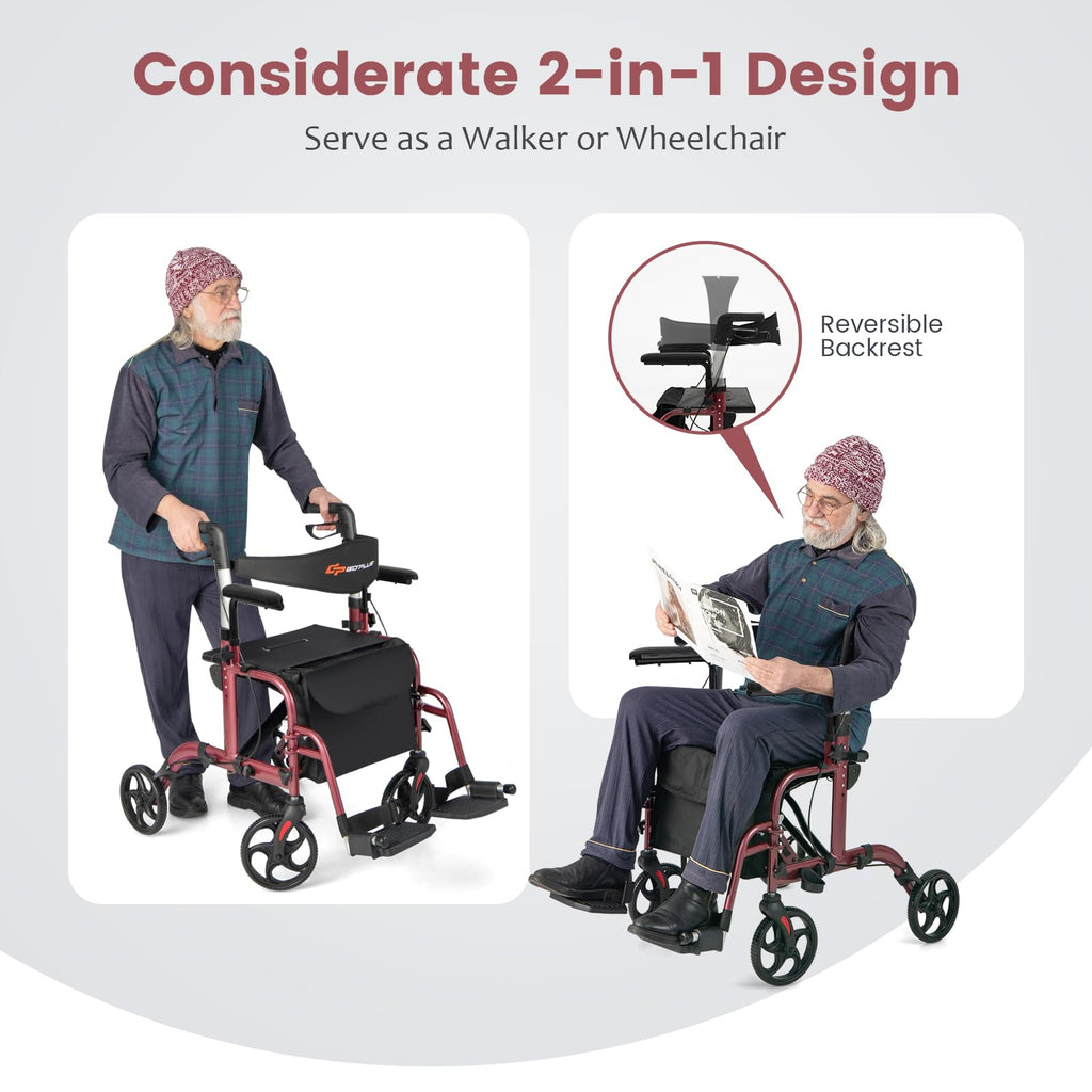 2 in 1 Folding Rollator Walker with Seat N764822