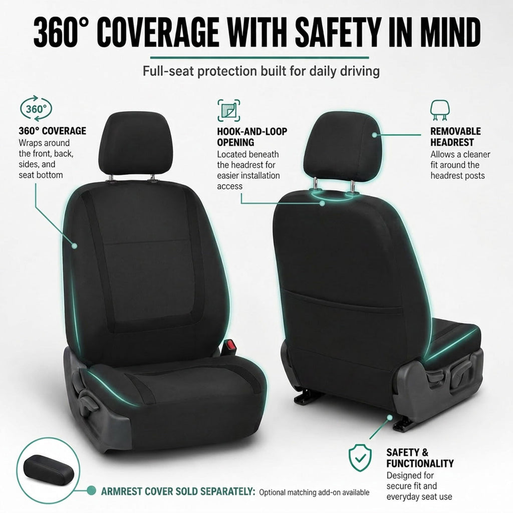 Cloth Car Seat Covers Front Set Black G66374