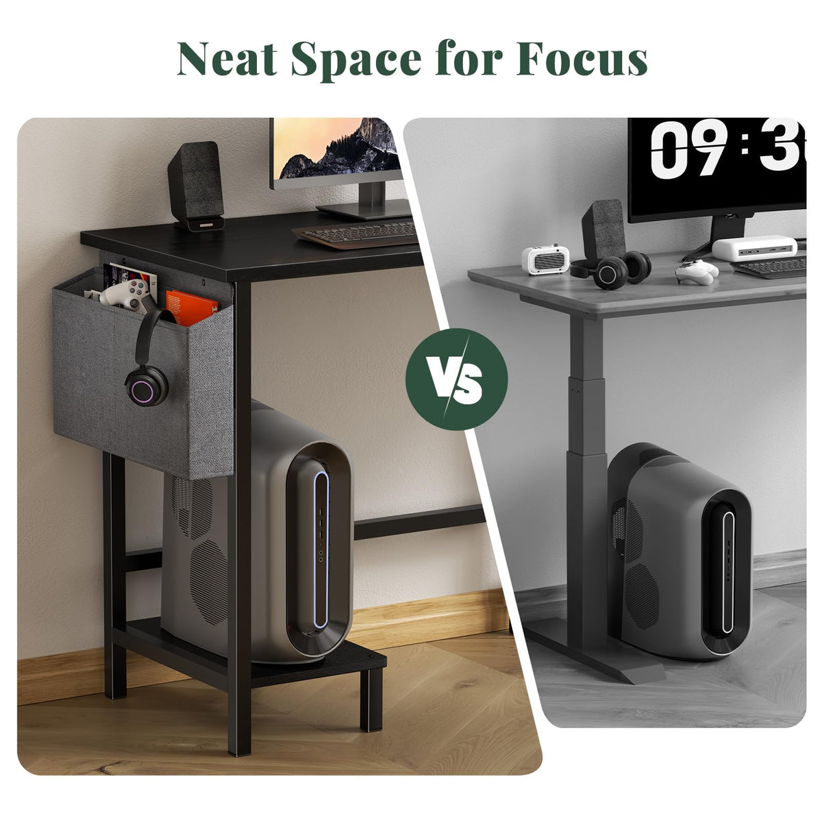 L Shaped Gaming Desk with PC Stand W919165