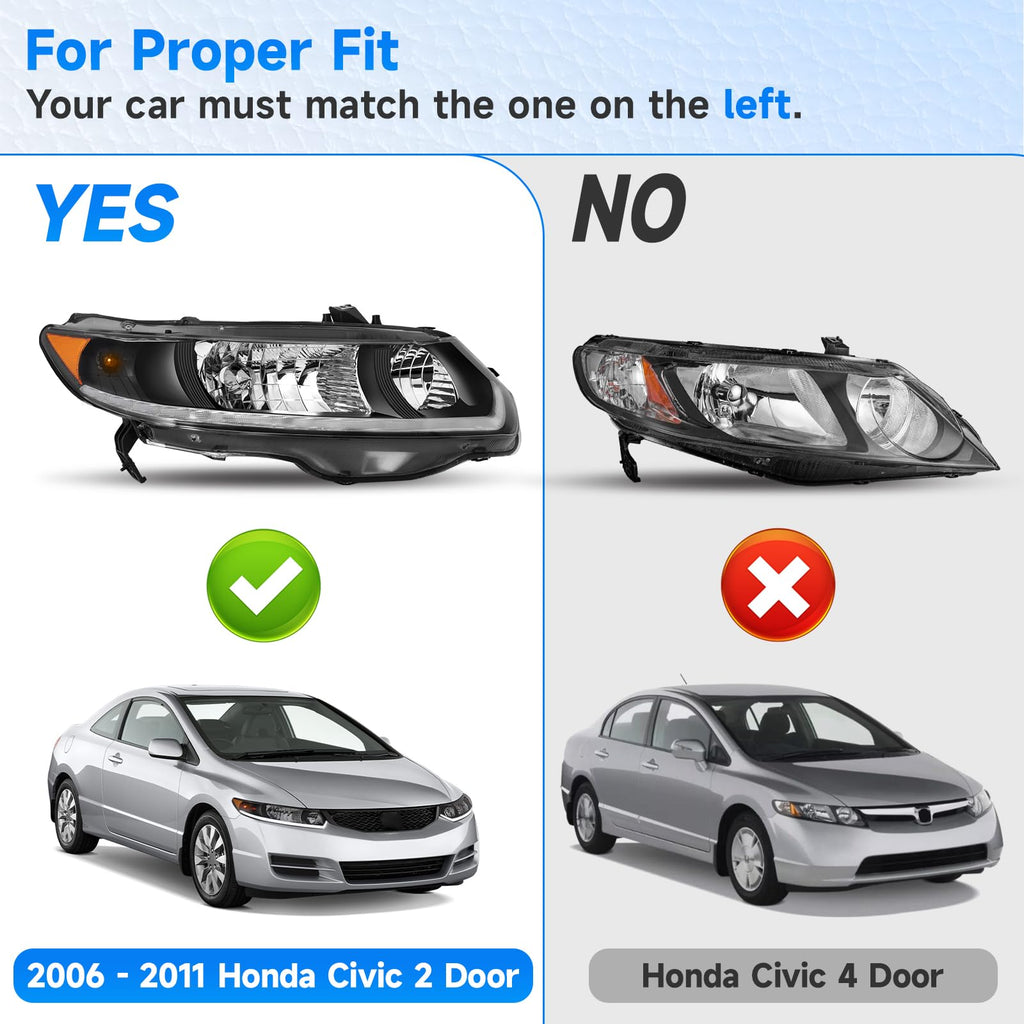 Headlight Assembly for 2006-2011 Honda Civic 2-Door Coupe Z505365
