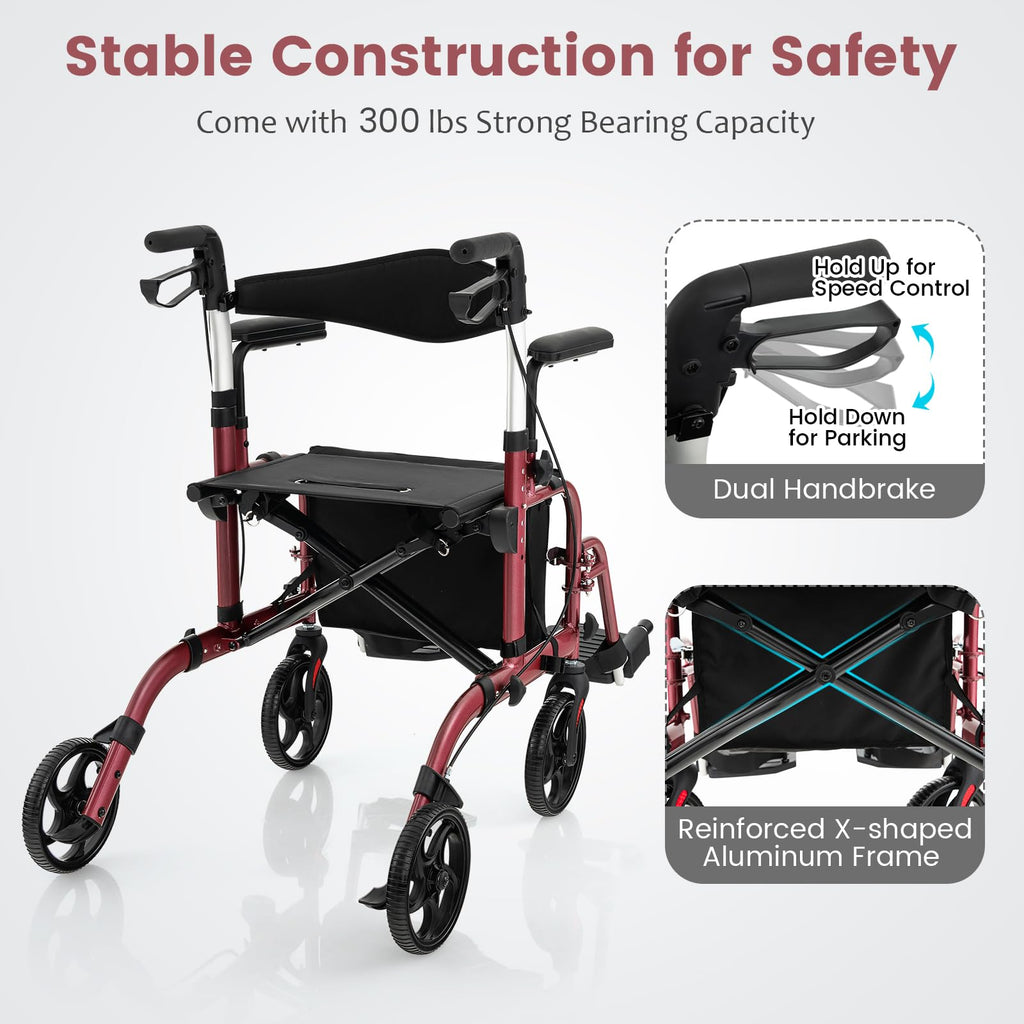 2 in 1 Folding Rollator Walker with Seat N764822