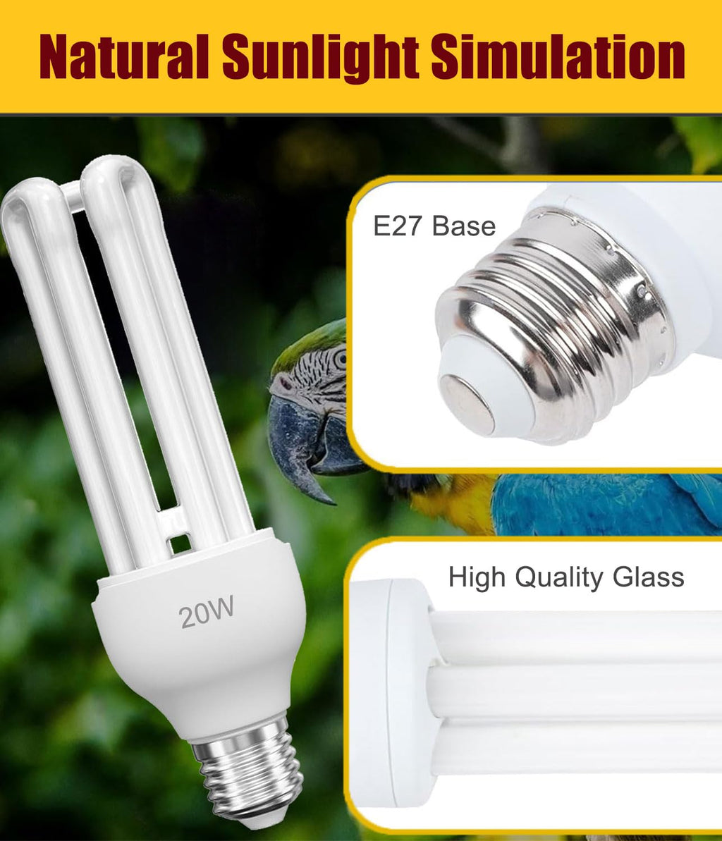 Bird Cage Light Fixture Combo Kit with 2.4 UVB UVA 20W Compact Fluorescent Bulb U161