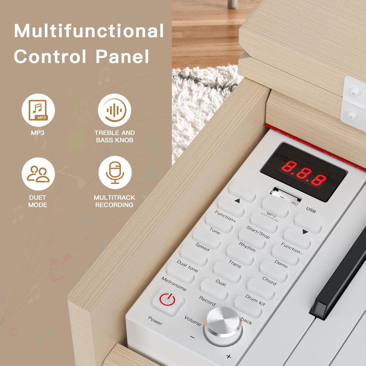 88-Key Weighted Digital Piano with 3-Pedal and Stand D78767