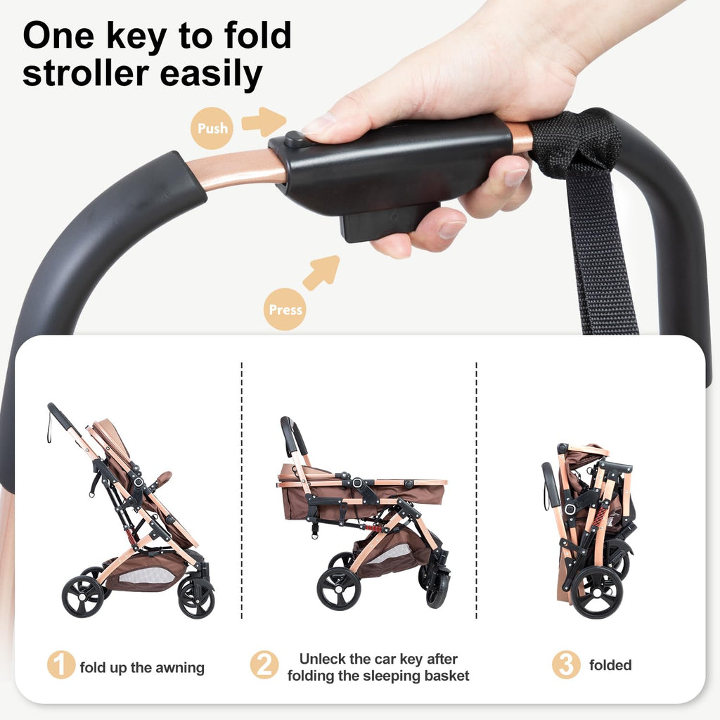 Reversible 2 in 1 Foldable Baby Stroller with Adjustable Backrest E897815