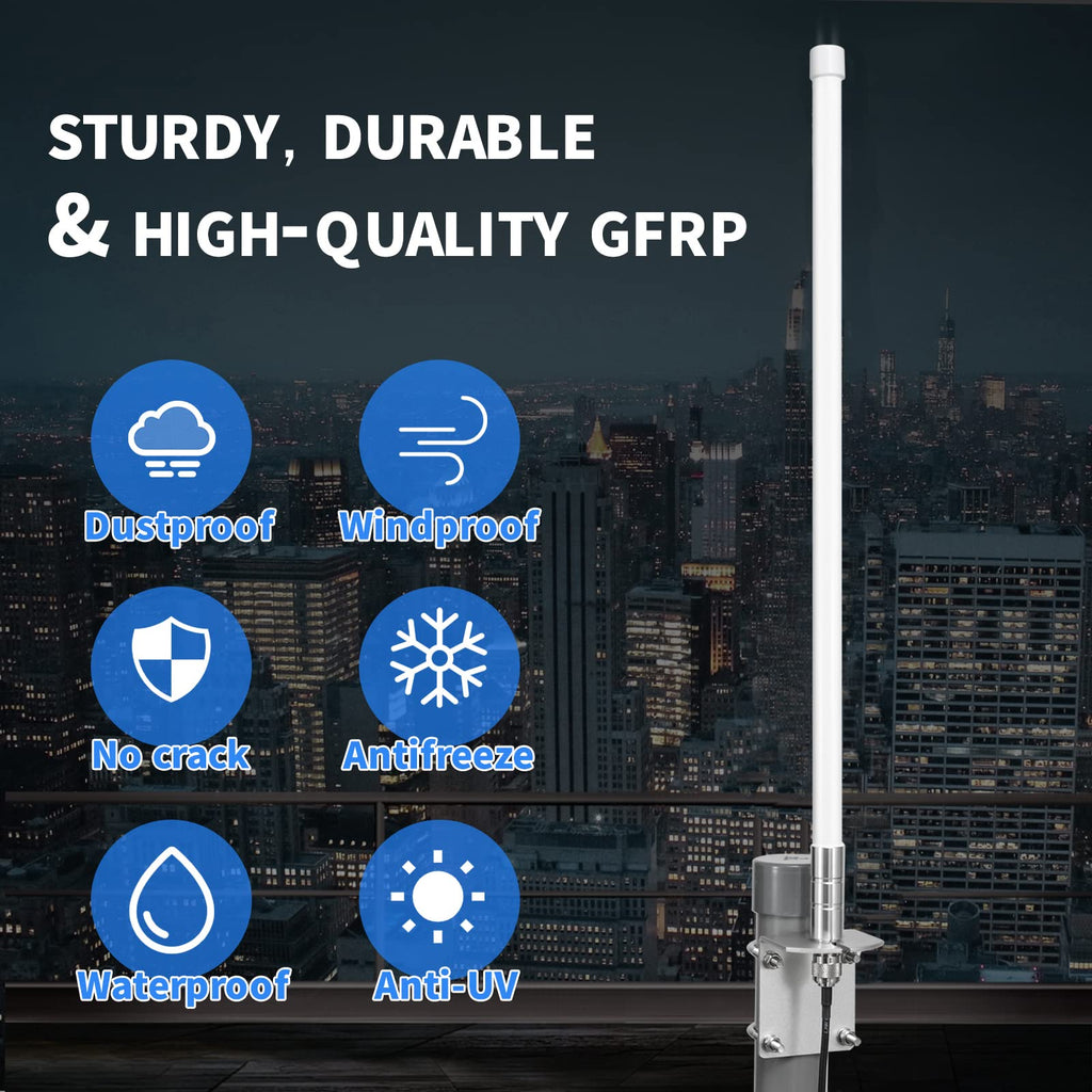 Waterproof 8dBi Omni-Directional Glass Fiber LoRaWan 915MHz Antenna with 5M Cable J37524