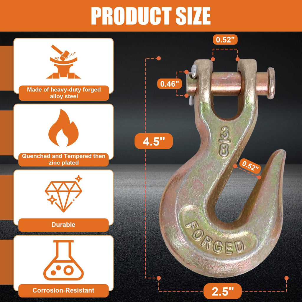 3/8" Grade 70 Clevis Grab Hooks, 10 Pack L47767