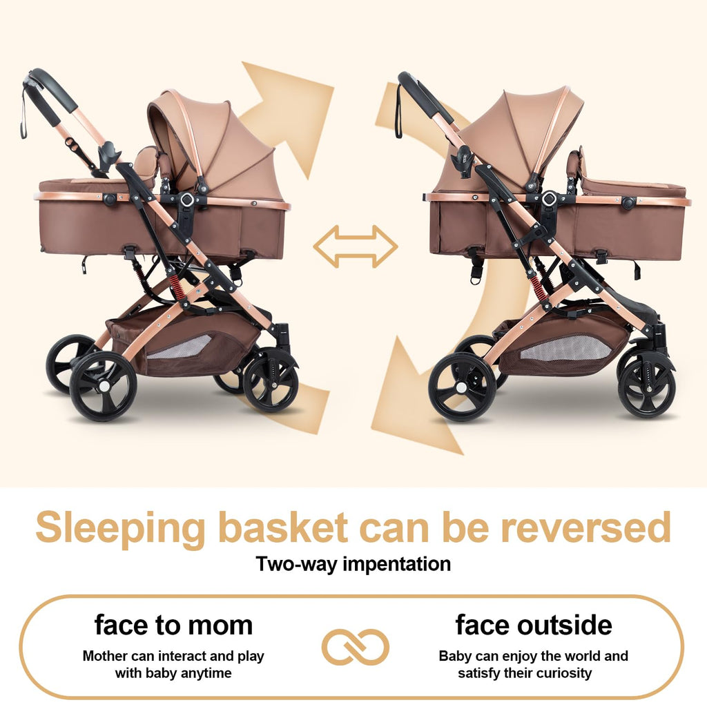 Reversible 2 in 1 Foldable Baby Stroller with Adjustable Backrest E897815