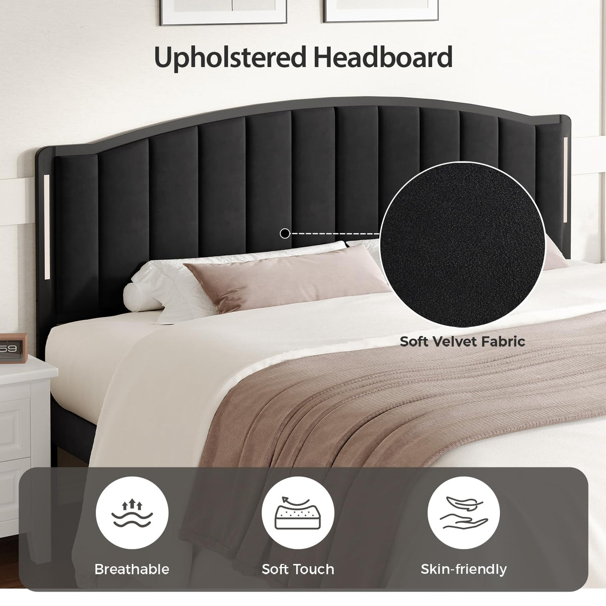 Upholstered Tufting Headboard Queen Size with Lights B327