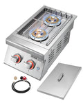 Double Side Burners, 2 x 17,000BTU Liquid Propane, Convertible to Natural Gas, 304 Stainless Steel Built-in G8983