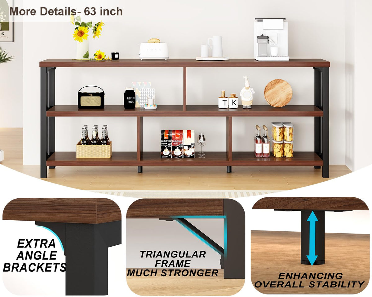 63” Long Low Open Wood Bookshelf F23126