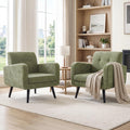 Olive Green Chenille Upholstered Accent Chairs Set of 2 X680