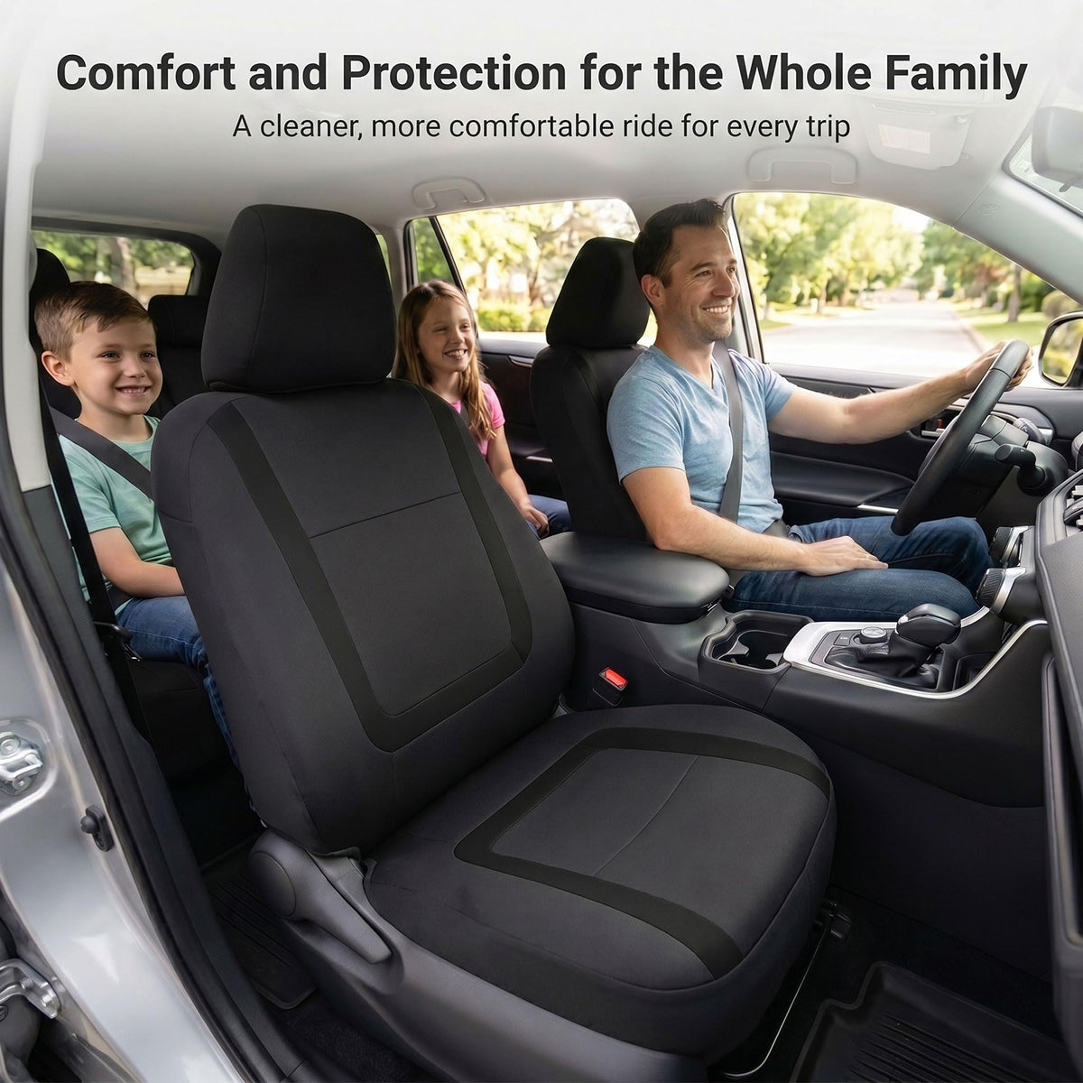 Cloth Car Seat Covers Front Set Black G66374