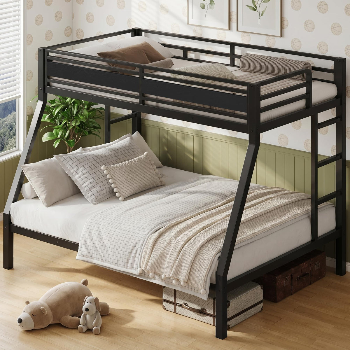 Black Twin Over Full Size Bunk Beds T88455