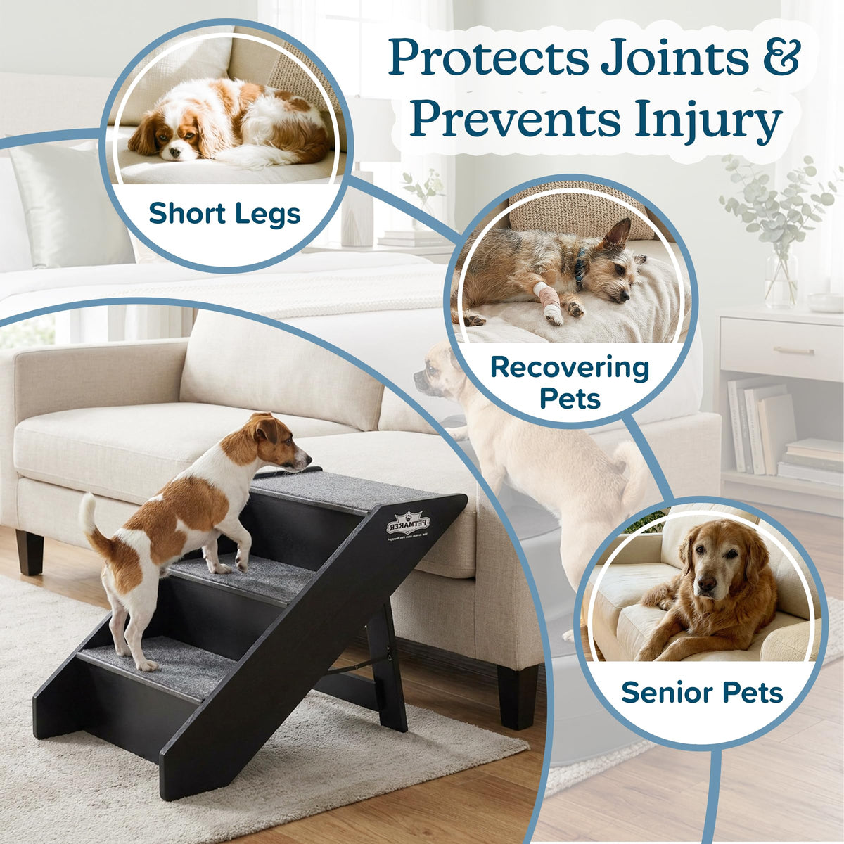 Foldable Nonslip 3-Step Pet Stairs L490