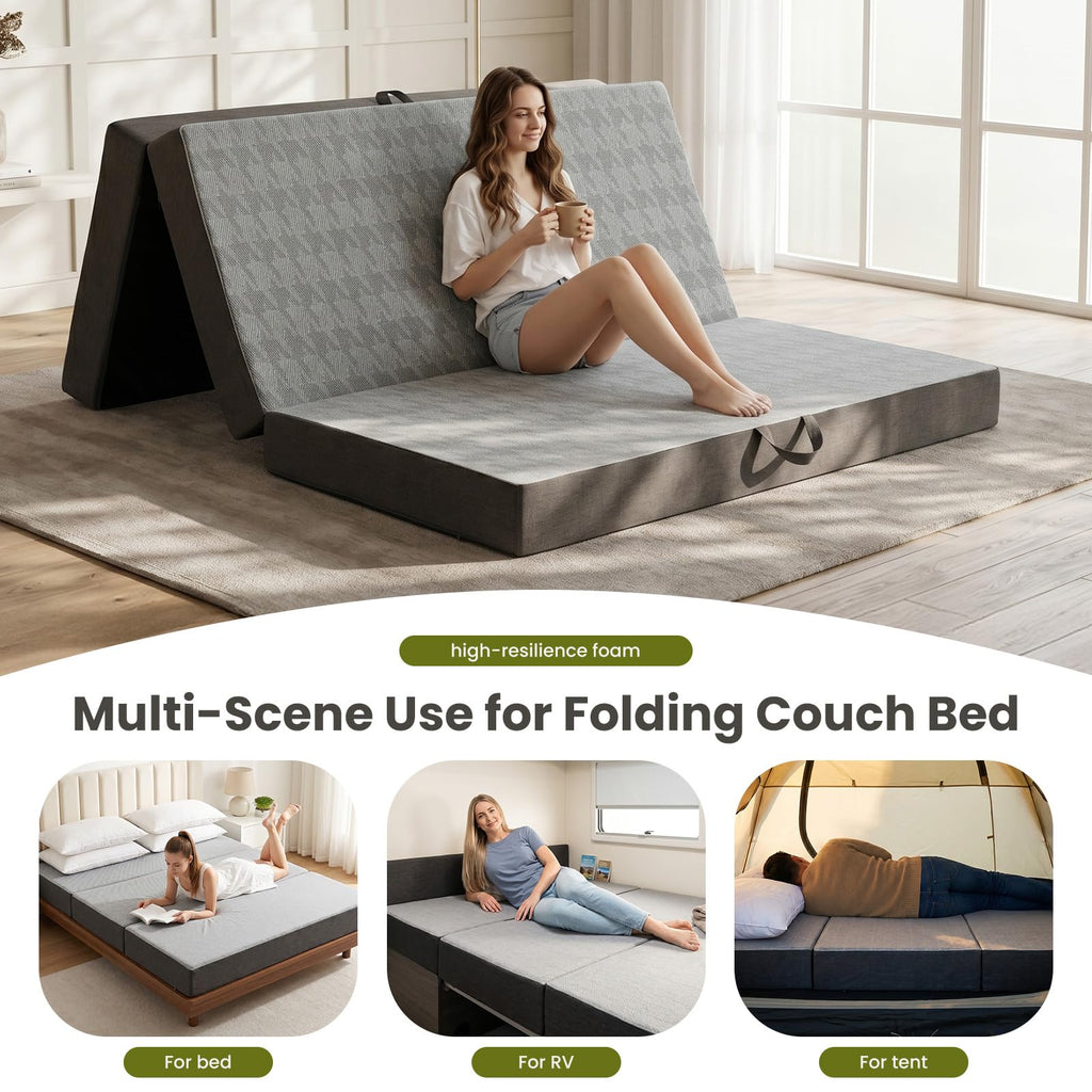 6" Trifold Full Size Memory Foam Mattress Q74808