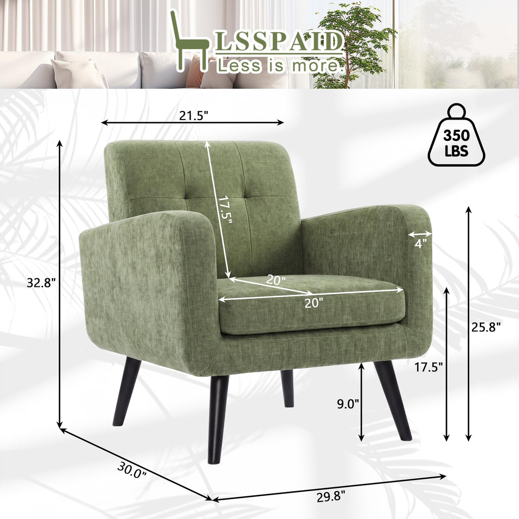 Olive Green Chenille Upholstered Accent Chairs Set of 2 X680