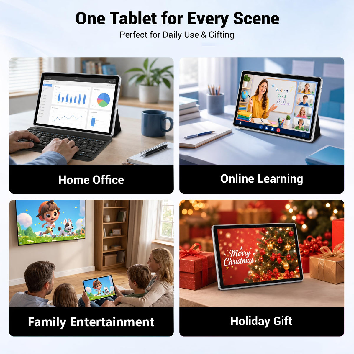 10.1" Android 16 Tablet with Keyboard, 30GB RAM 64GB ROM, Gray B648