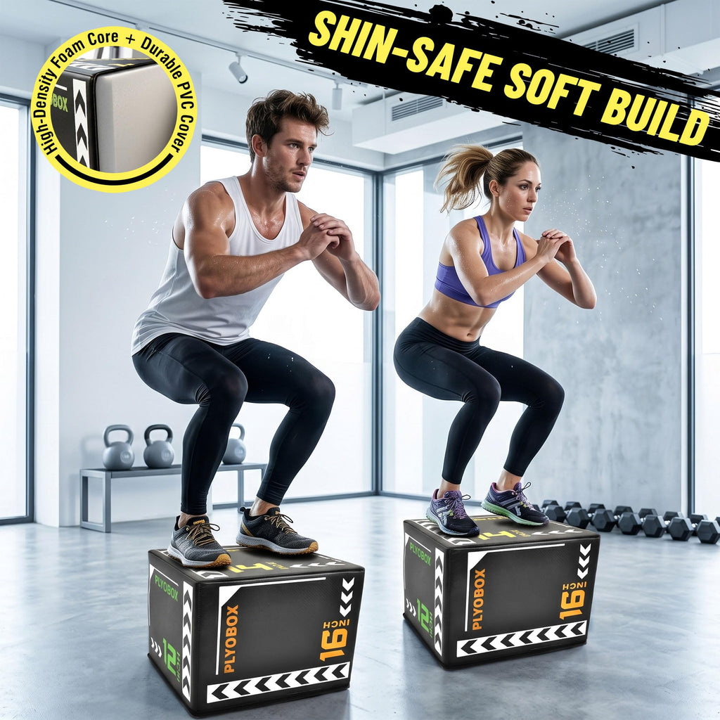 3 in 1 Foam Plyometric Jump Box, 12 14 16 Inch Soft Plyo Box C943