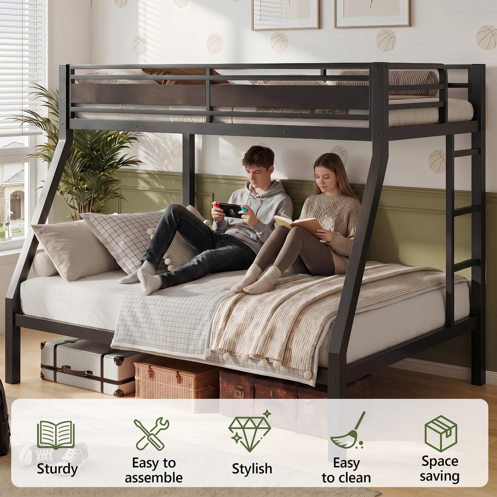Black Twin Over Full Size Bunk Beds T88455