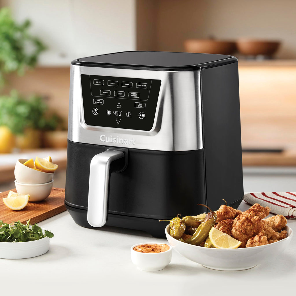 6-Quart Air Fryer with 4 Cooking Functions, Black & Stainless Steel A657446