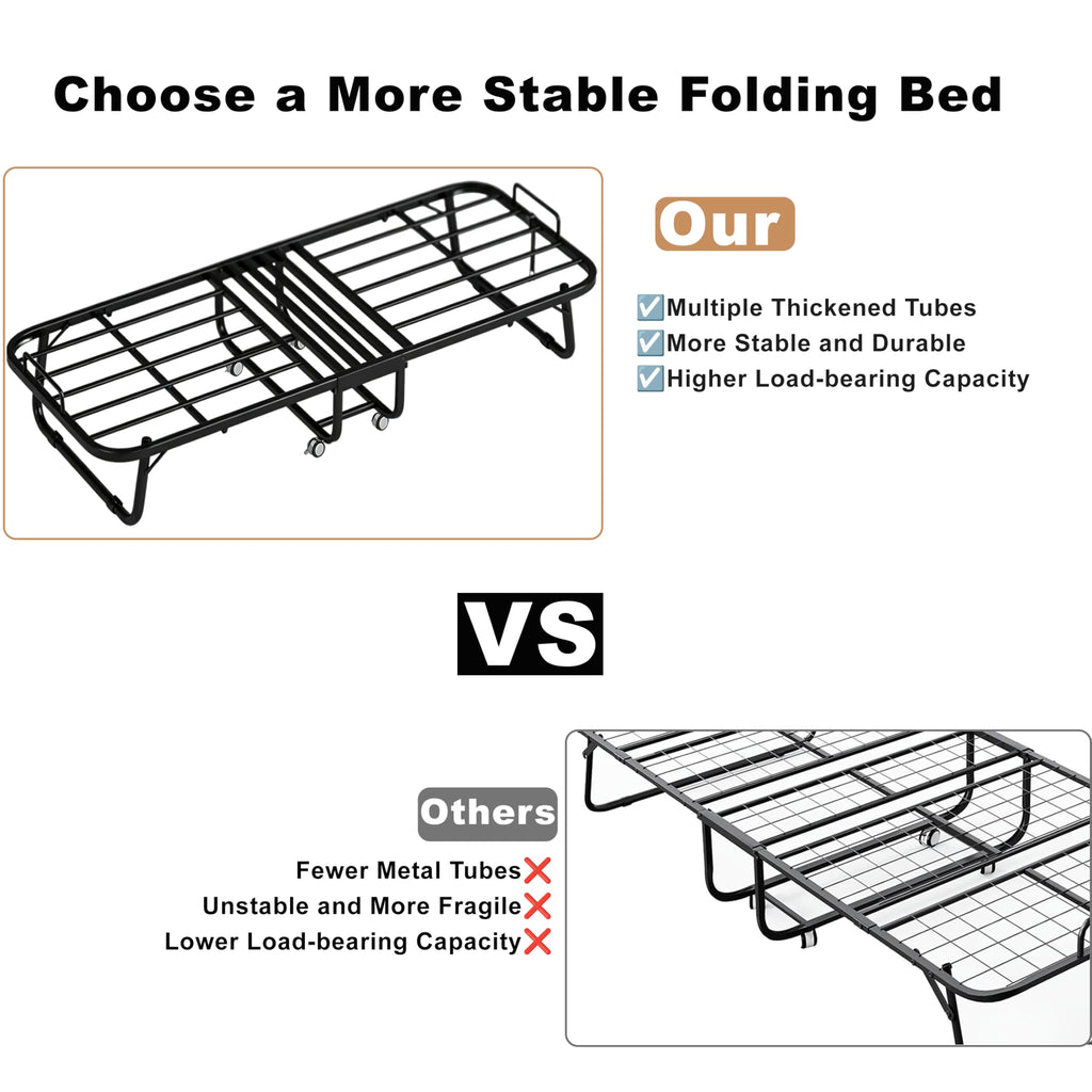 Folding Rollaway Guest Bed with 5" Memory Foam Mattress, Twin Size K518
