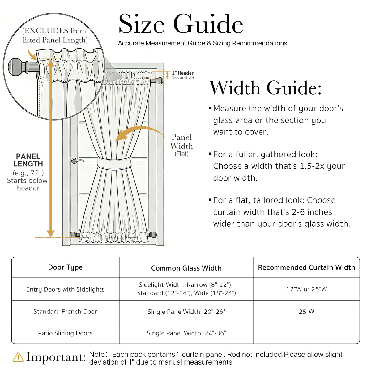 Sidelight Door Curtain 25" W x 72" L Biscotti Beige 1 Panel G981423