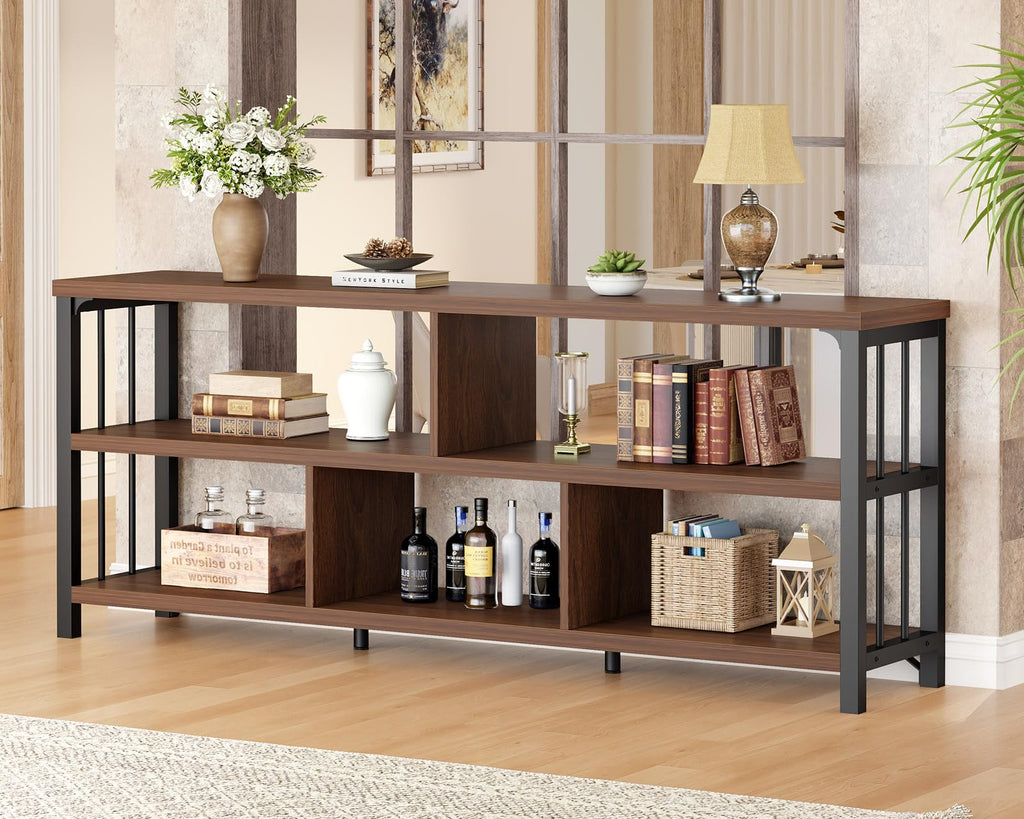 63” Long Low Open Wood Bookshelf F23126