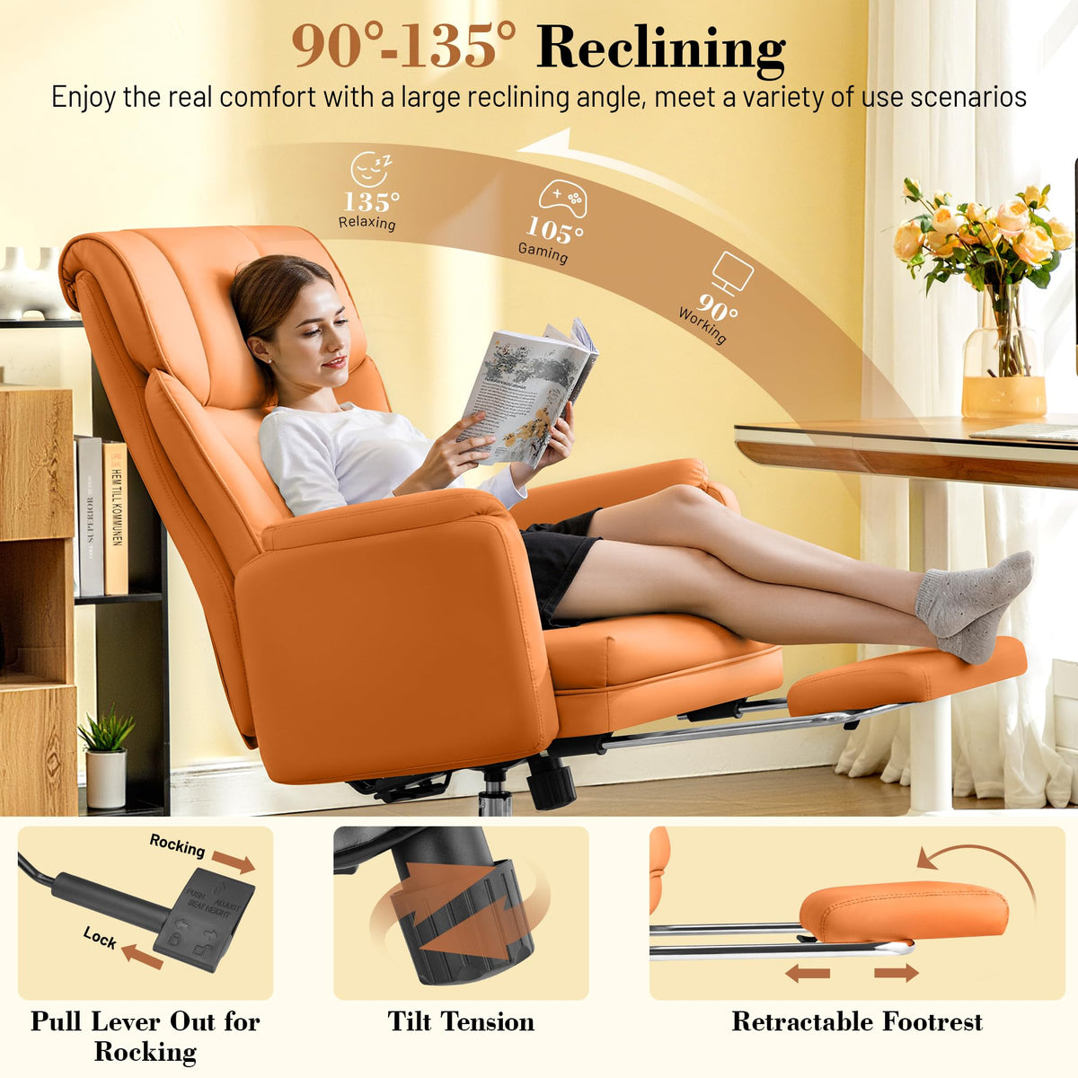 Brown Office Chair with Flip Armrests T236