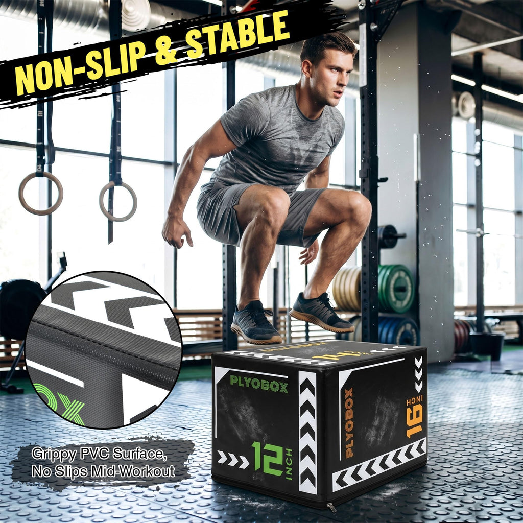 3 in 1 Foam Plyometric Jump Box, 12 14 16 Inch Soft Plyo Box C943