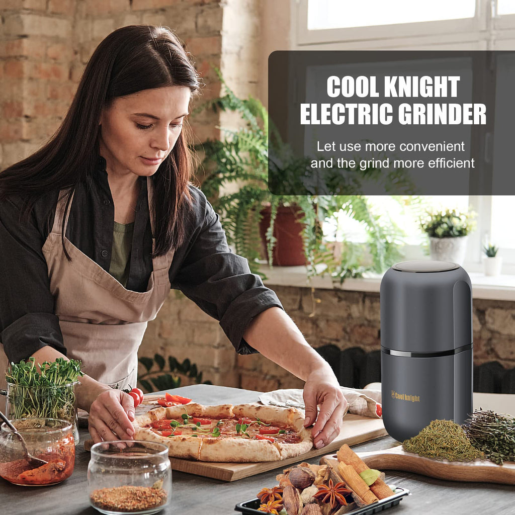 Electric Herb Grinder with Pollen Catcher 7.5" Grey A262327
