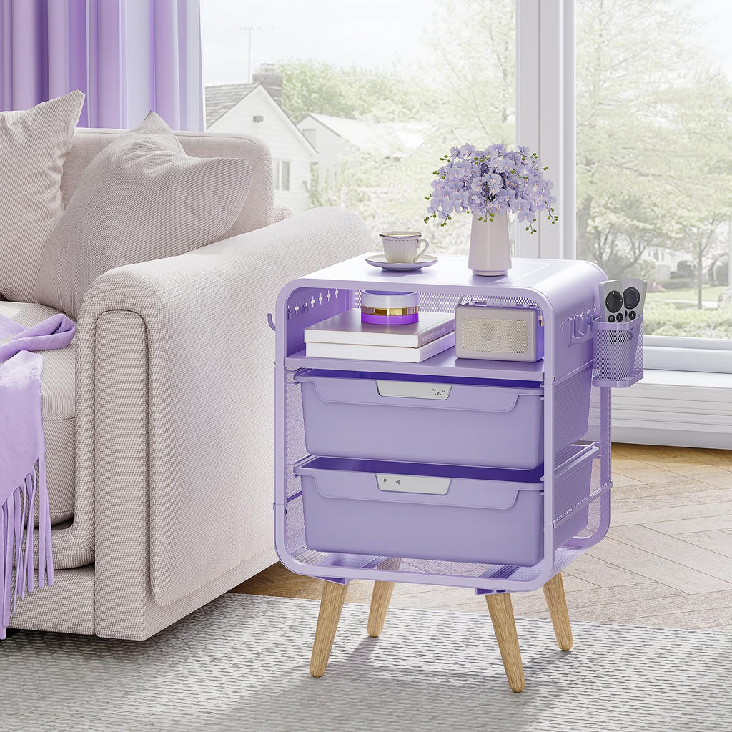 Kids Nightstand, Girls Bedside Table, Night Side Table, Purple U5577