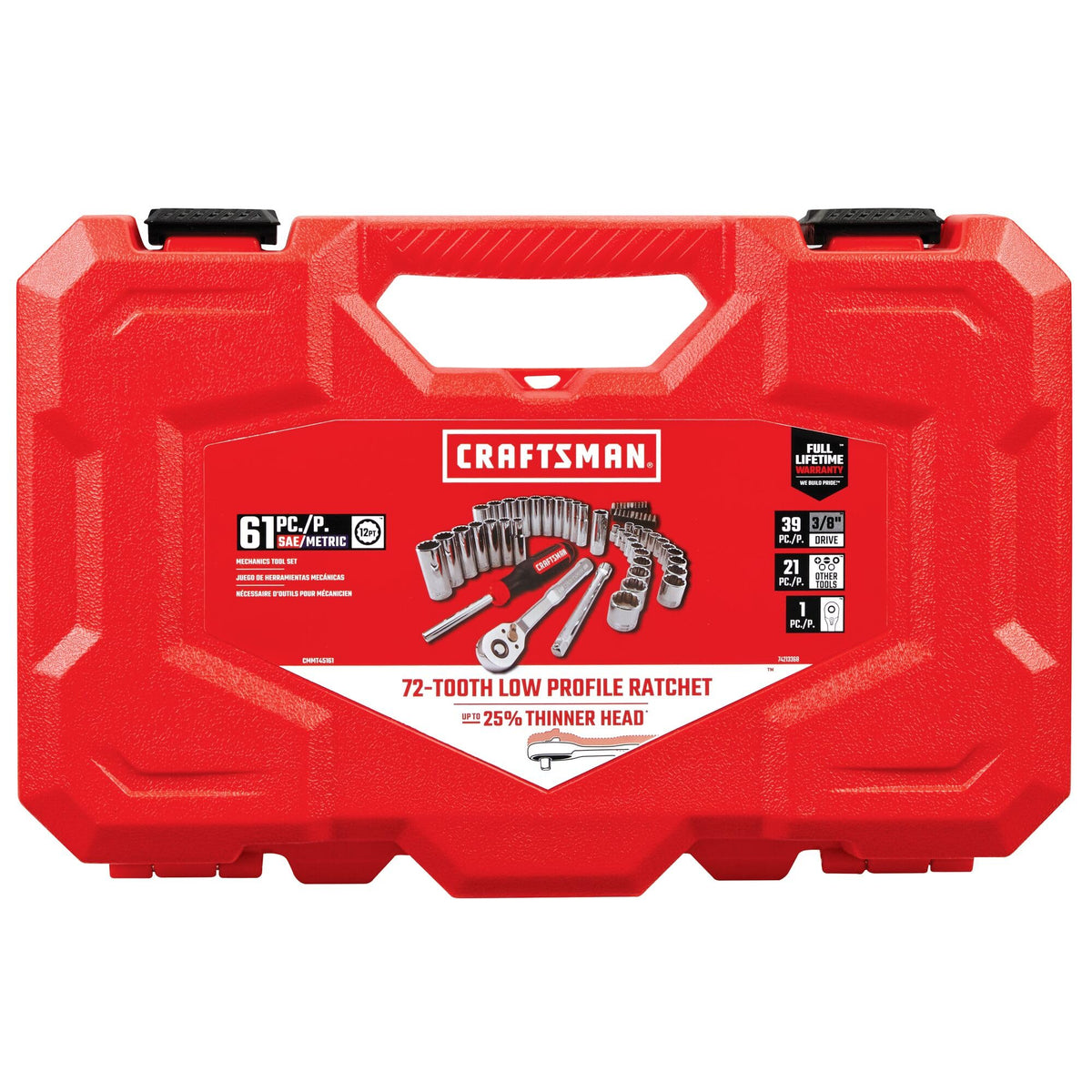Mechanics Tool Set, 3/8 Inch Drive, 61 Piece O8800