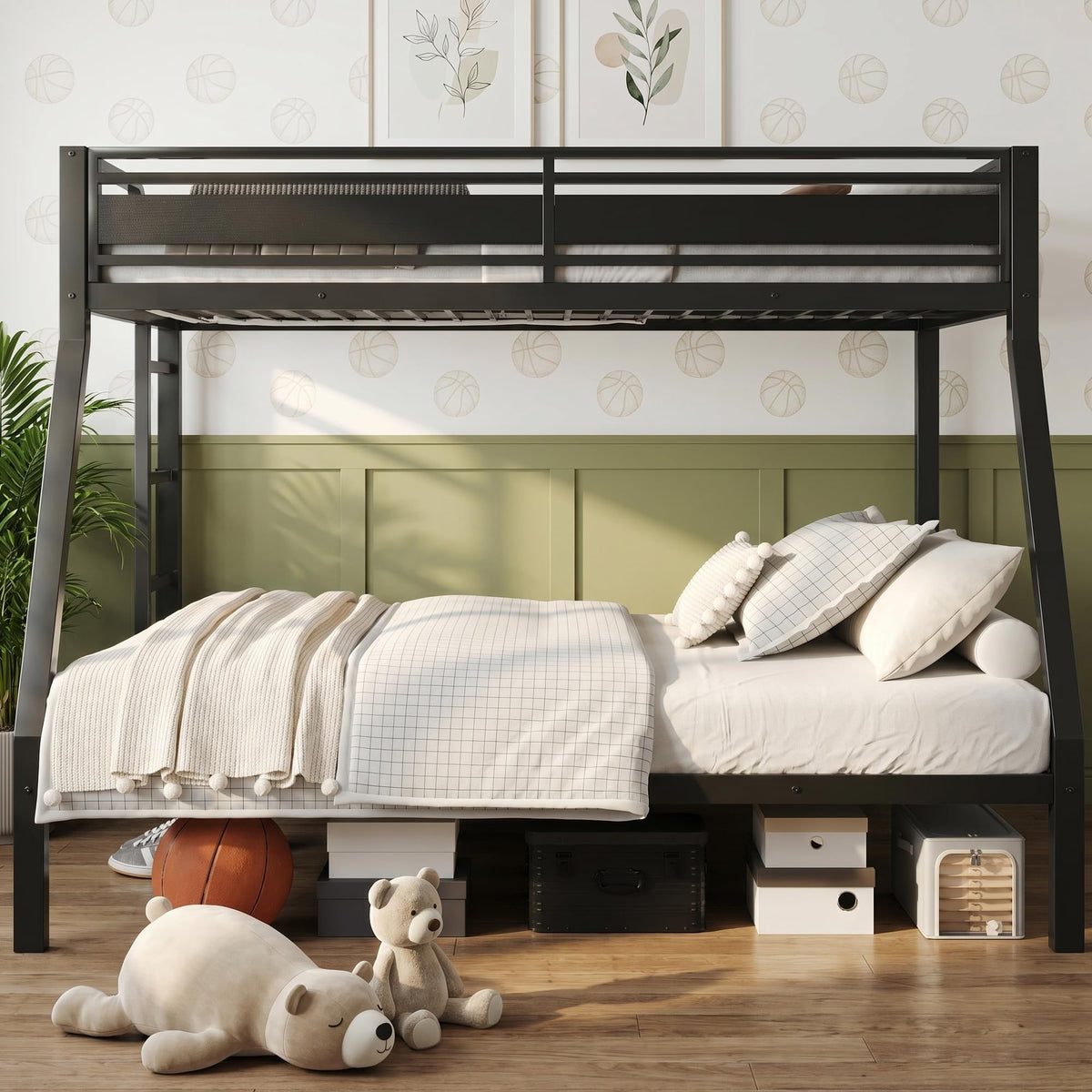 Black Twin Over Full Size Bunk Beds T88455