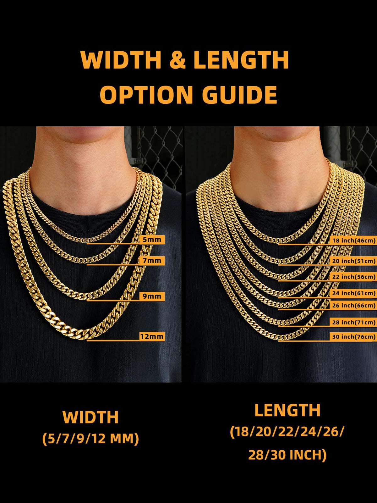 Stainless Steel Cuban Link Chain Necklace H9608