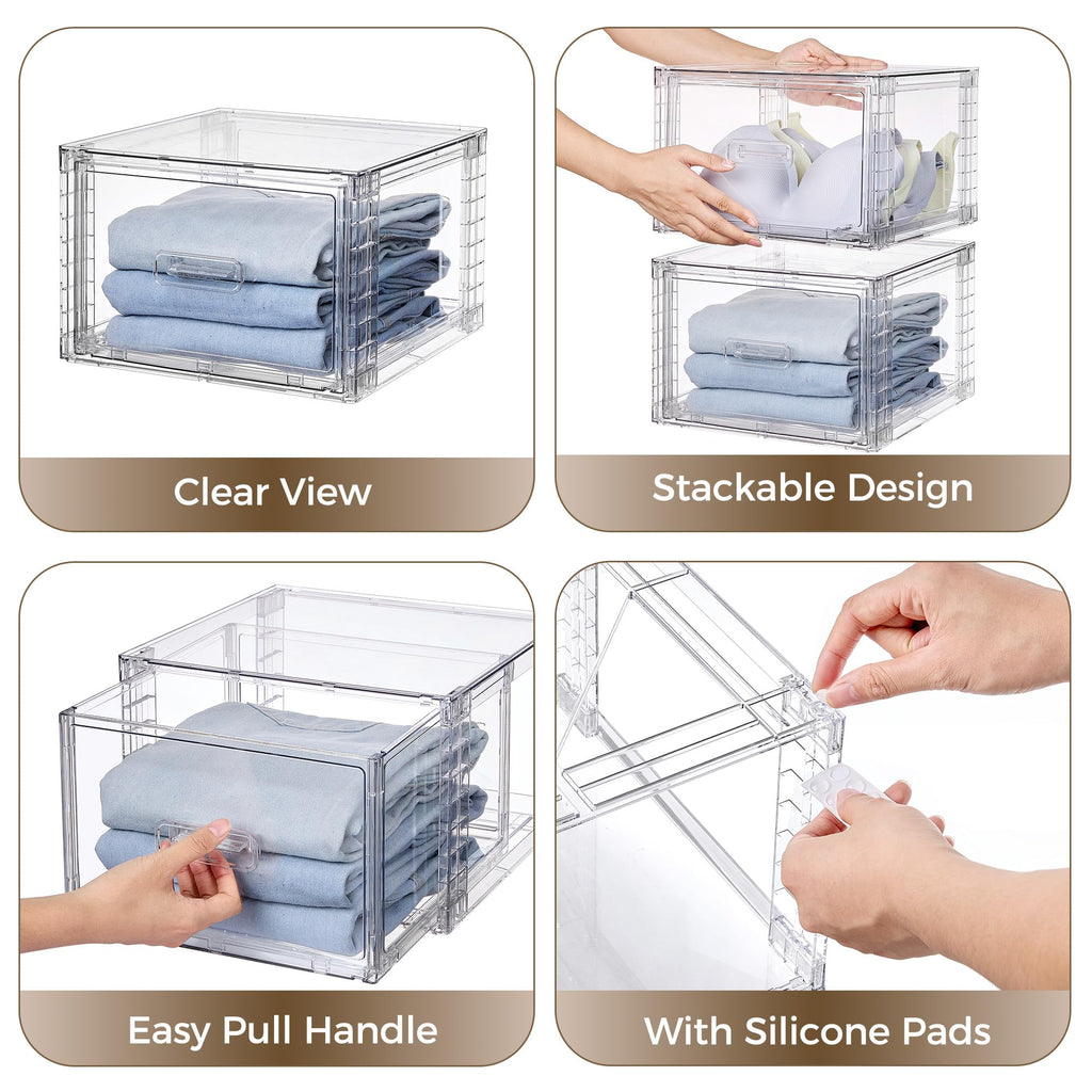 Clear Stackable Storage Drawers 4 Pack 15QT U348