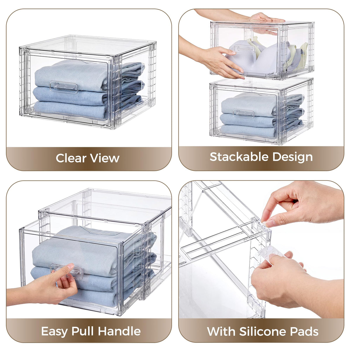 Clear Stackable Storage Drawers 4 Pack 15QT U348