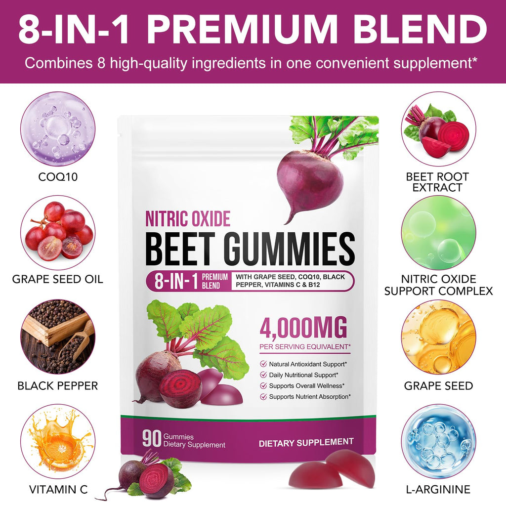 Beet Root Gummies with CoQ10 90 Soft Chews R7124