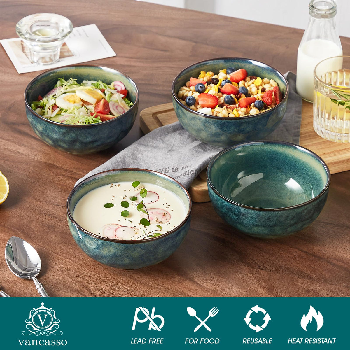 Ceramic Green Bowls Set of 4 S24441