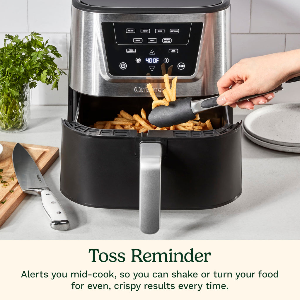 6-Quart Air Fryer with 4 Cooking Functions, Black & Stainless Steel A657446