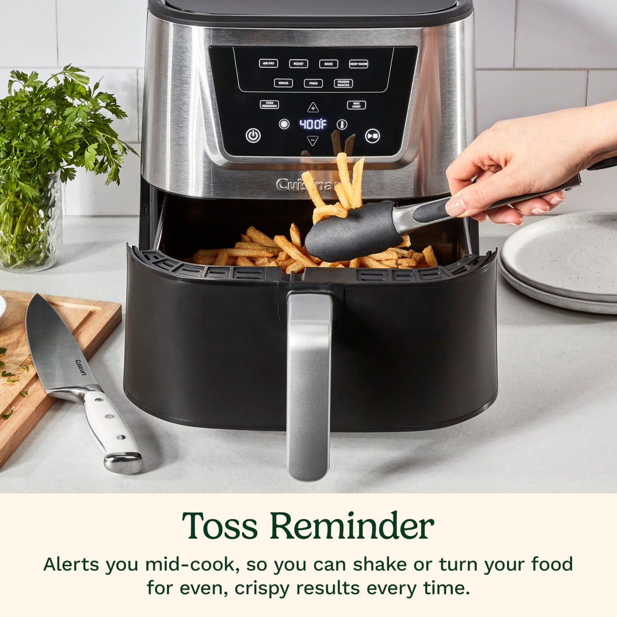 6-Quart Air Fryer with 4 Cooking Functions, Black & Stainless Steel A657446