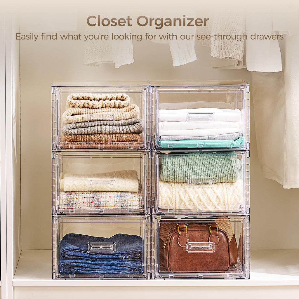 Clear Stackable Storage Drawers 4 Pack 15QT U348