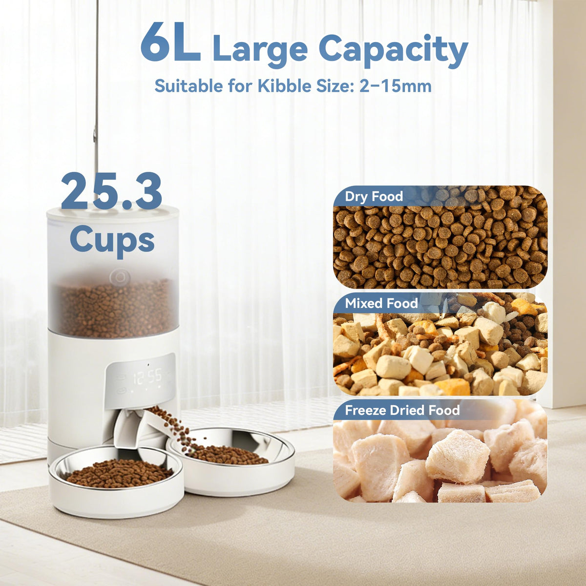 Automatic Cat Feeder 6L White U779343