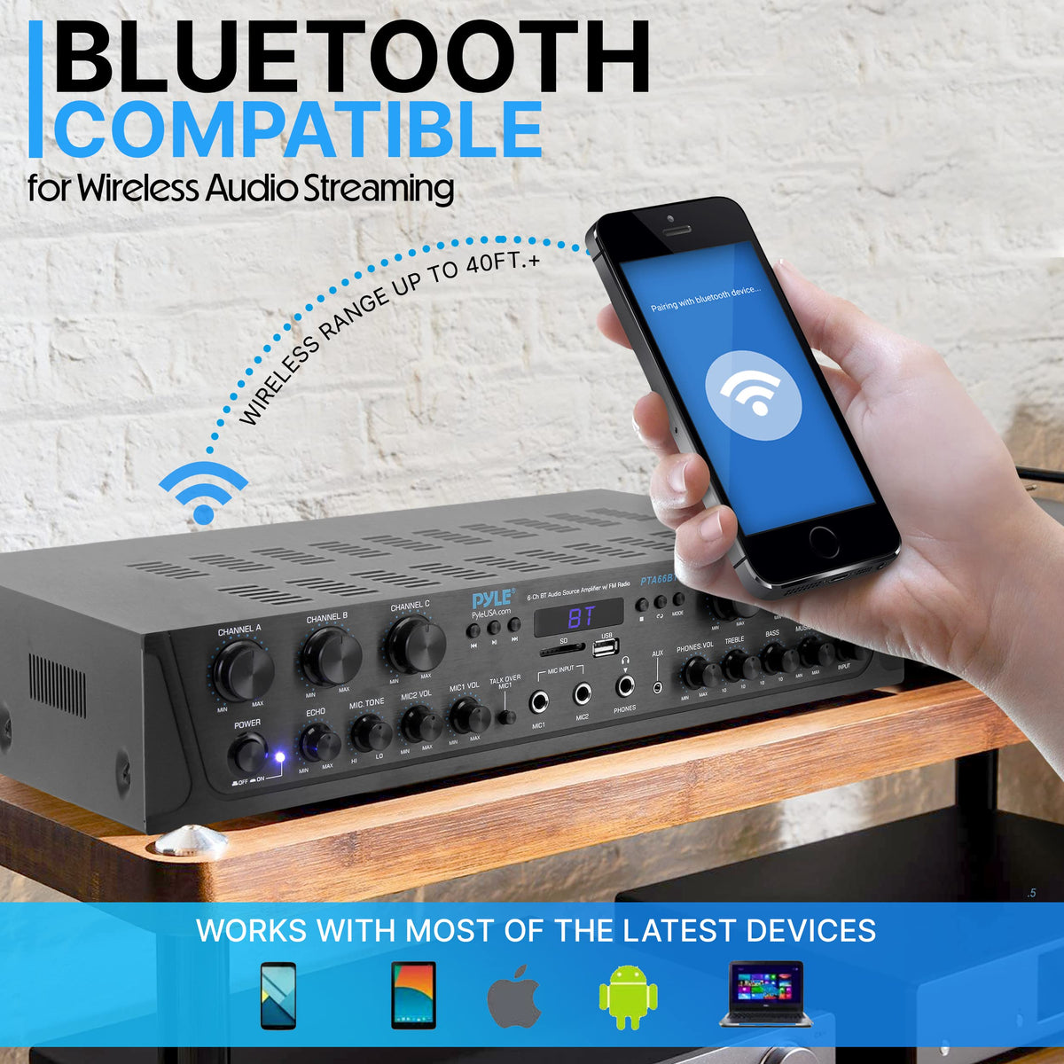 6 Channel 600 Watt Bluetooth Home Audio Amplifier K3541