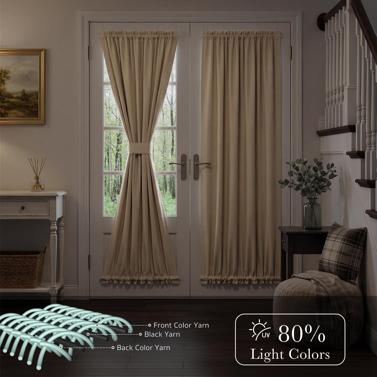 Sidelight Door Curtain 25" W x 72" L Biscotti Beige 1 Panel G981423