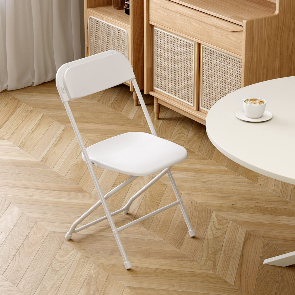 6 Pack White Plastic Folding Chair with Steel Frame X19818