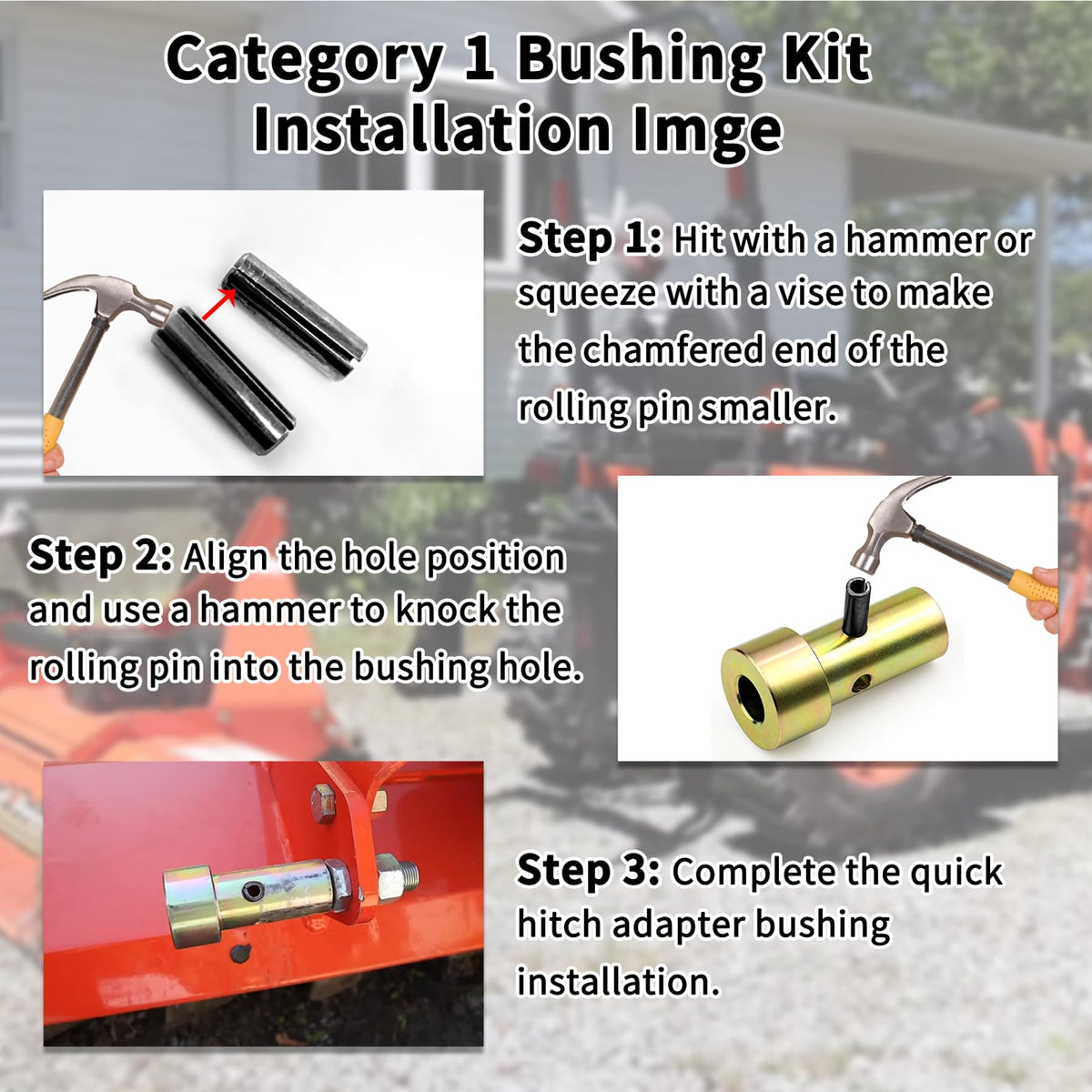 Quick Hitch Adapter Bushing Set with Top Link Bushings, 2 Pair, Gold K249